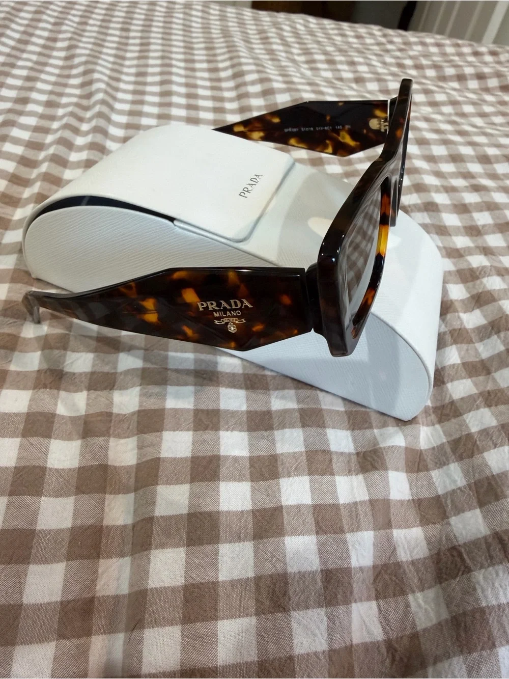 Prada Tortoiseshell Square Sunglasses with Brown Lenses